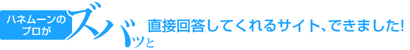 ハネムーンのプロがズバッと直接回答してくれるサイト、できました！